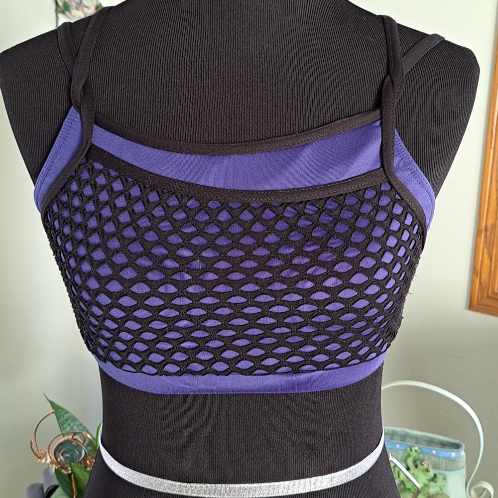 Blue and Black Mesh Sports Bra small